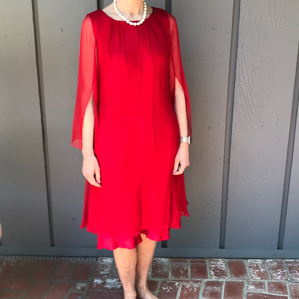 Red satin/chiffon dress